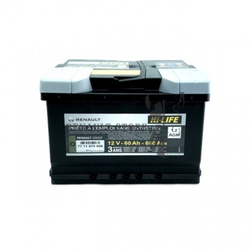 Renault gyári alkatrészek,  Renault 7711574556 akkumulátor 60Ah / 680A