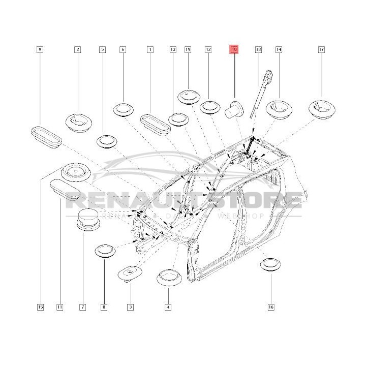 Renault gyári alkatrészek, Renault 7700423111 Megane IV karosszéria gumidugó